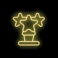 Neon icon of three stars representing highest rating vector