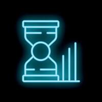 Neon hourglass icon symbolizing time management and growth vector