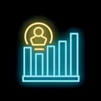 Neon icon of bar chart showing customer growth rate vector