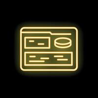 Neon yellow server storage data folder icon showing concept of cloud hosting service vector