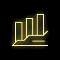 Neon yellow graph increasing showing business success on black background vector