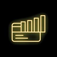Neon yellow credit card increasing bar graph icon vector