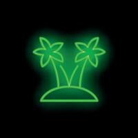 Neon green palm trees on a desert island logo vector