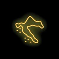 Neon yellow glowing croatia map on black background vector