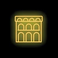 Neon icon of colosseum amphitheater representing travel and tourism vector