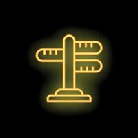 Neon sign showing a signpost with two blank arrows pointing in opposite directions vector