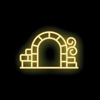 Neon archway entrance with stone pillars and decorative ironwork vector