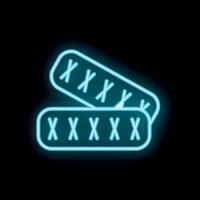 Neon sign of two blank tickets glowing on black background vector