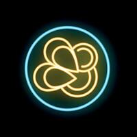 Neon sign showing a bowl of popcorn on a black background vector