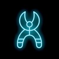 Glowing neon pliers icon shining on black background vector