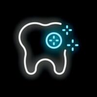 Neon icon of tooth with sealant showing tooth protection vector