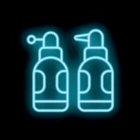 Neon sign of two spray bottles on a black background vector
