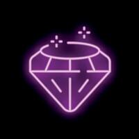 Neon diamond shining brightly in purple color vector