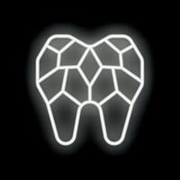 Neon tooth shining in the dark with geometric pattern vector