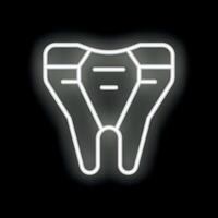 Neon icon of a tooth glowing on black background vector