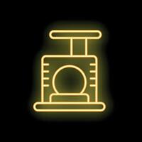 Neon sign of cat tree with scratching post on black background vector