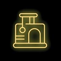 Neon sign representing a cat tower with scratching post and hanging ball vector