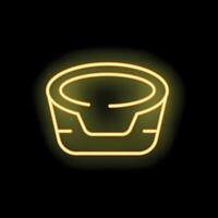 Yellow neon icon of wooden bucket glowing on dark background vector