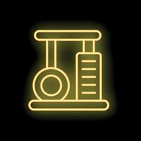 Neon icon of scratching post with hanging ball for cat entertainment vector