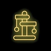Neon icon of cat tree with hanging balls on black background vector