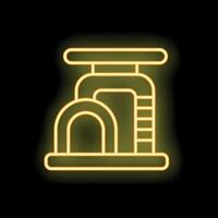 Neon sign representing a playground slide with stairs for entertainment and recreation vector