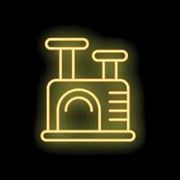 Neon cat playground icon glowing on dark background vector