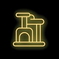 Glowing neon icon of cat tree with scratching post on black background vector