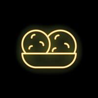 Neon icon of falafel balls lying in a plate vector