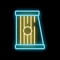 Glowing neon line ancient greek harp music instrument icon isolated on black background vector