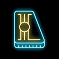 Neon icon of car pedal showing acceleration and speed vector