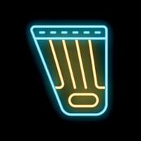 Glowing neon line icon of an ancient greek harp musical instrument on a black background vector