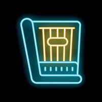 Glowing neon line icon of an ancient greek harp musical instrument isolated on a black background vector