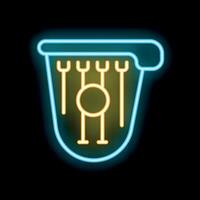 Neon gusli, russian musical string instrument on black background vector