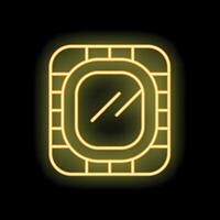 Glowing neon airplane window on dark background vector