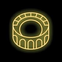 Neon yellow colosseum glowing on black background vector