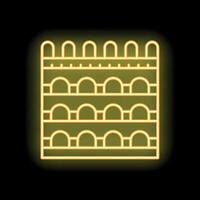 Neon icon of a multi tier shelf displaying products for sale vector