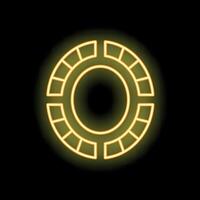 Neon yellow circle divided in sections glowing on black background vector