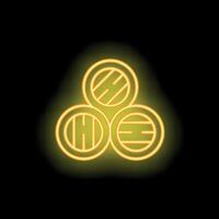 Neon sign of stacked whiskey barrels glowing on black background vector