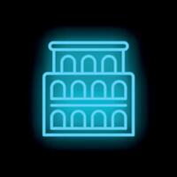 Neon icon of coliseum amphitheater shining on black background vector