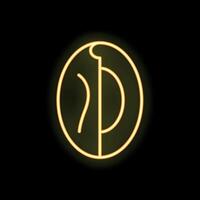 Neon icon of half a kiwi fruit glowing on black background vector