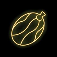 Glowing neon icon of a watermelon on black background vector