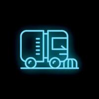 Neon style icon of garbage truck collecting waste vector
