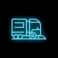 Neon style icon of a garbage truck collecting waste vector