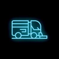 Neon style icon of a garbage truck collecting waste vector