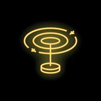 Neon icon of satellite transmitting signal in space vector