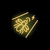 Neon insect killer icon glowing on dark background vector