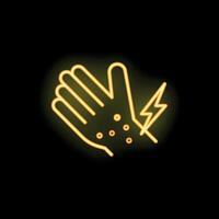 Neon style icon of hand experiencing tingling sensation vector