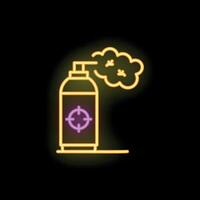 Neon icon of spray can releasing toxic fumes with target symbol vector