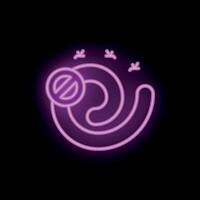 Neon style icon showing black hole generating gravitational waves vector