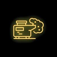 Neon yellow generator is generating electricity icon on black background vector